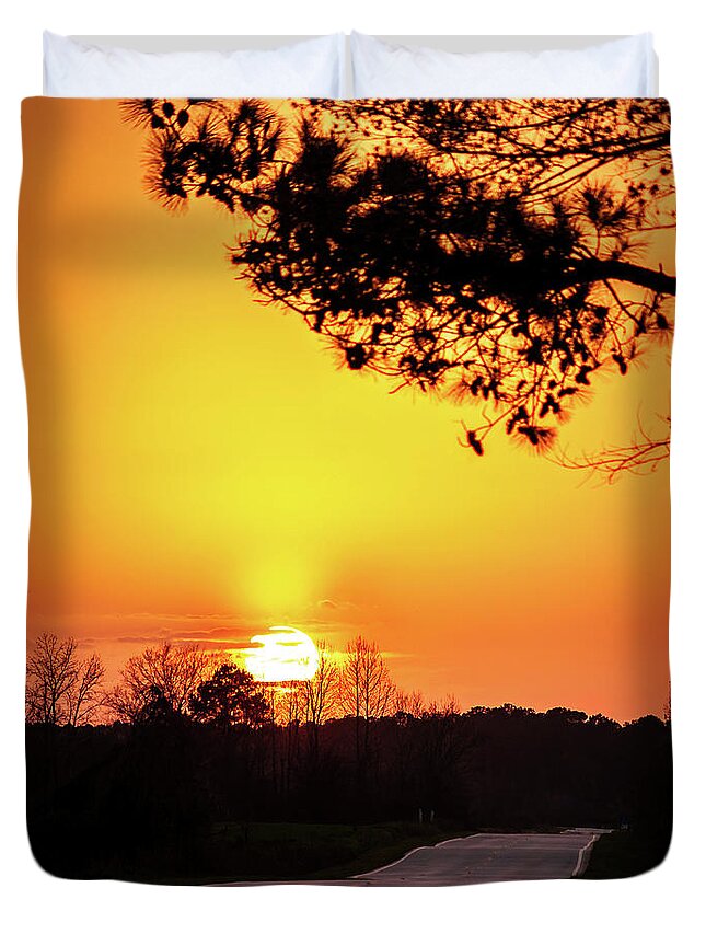 Sc Duvet Cover featuring the photograph Asphalt Ribbon by Charles Hite