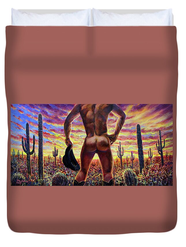 Cowboy Duvet Cover featuring the painting Ass End of the Day by Marc DeBauch