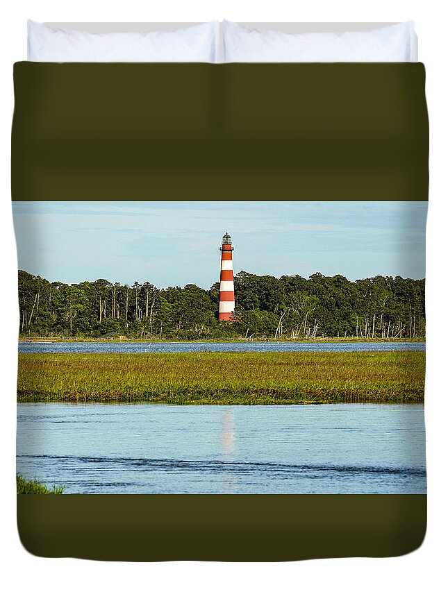 Lighthouse Duvet Cover featuring the photograph Assateague Lighthouse by Dale R Carlson