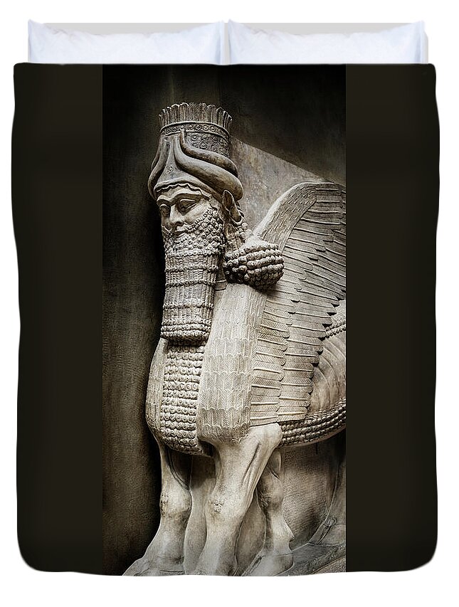 Assyrian Human Headed Winged Bull Duvet Cover featuring the photograph Assyrian Human-headed Winged Bull by Weston Westmoreland
