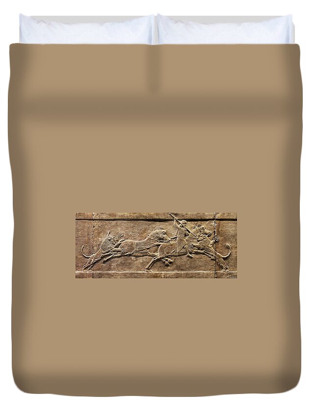 Assyrian Lion Hunt Duvet Cover featuring the photograph Assyrian Lion Hunt 02 by Weston Westmoreland