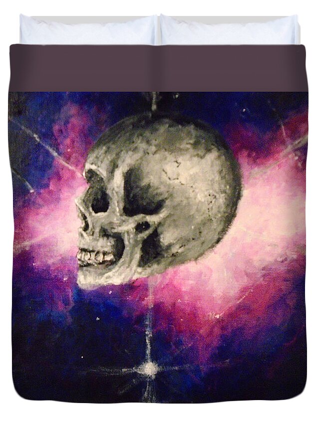 Skull Duvet Cover featuring the painting Astral Projections by Jen Shearer