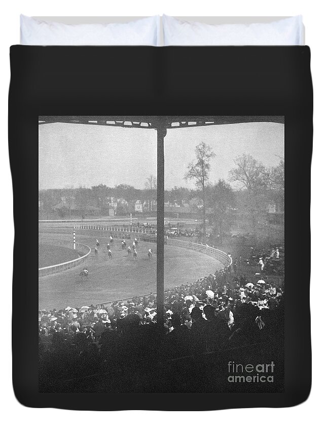 1904 Duvet Cover featuring the photograph At the Racetrack - Going to the Start, 1904 by Alfred Stieglitz