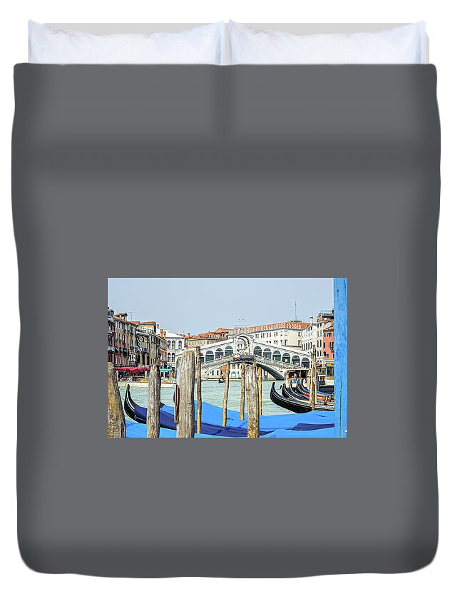 Venice Duvet Cover featuring the photograph At The Rialto by Marla Brown
