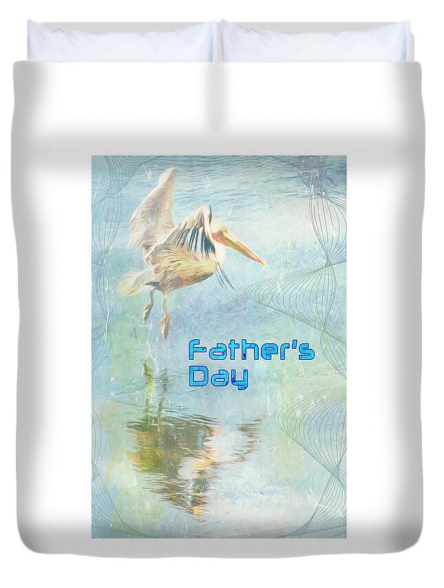 Pelican Duvet Cover featuring the digital art At the Shore by Moira Law