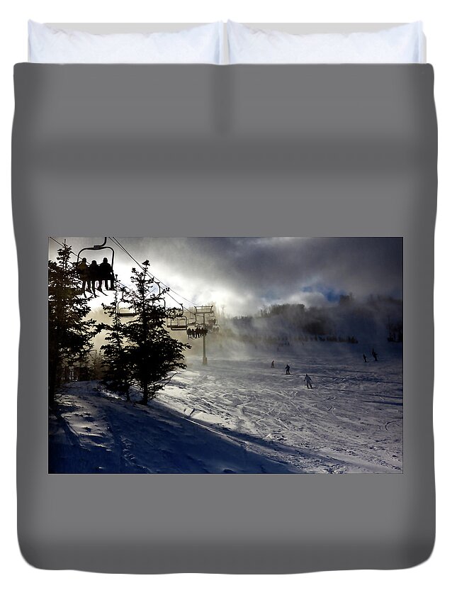 Ski Slope Duvet Cover featuring the photograph At the ski slope by Tatiana Travelways