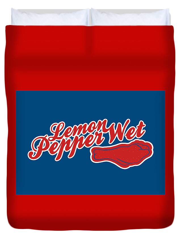 Wings Duvet Cover featuring the drawing Atlanta Lemon Pepper Wet by Ludwig Van Bacon