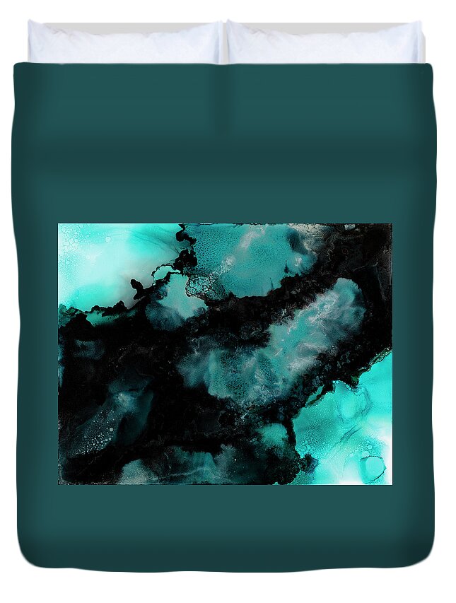 Teal Duvet Cover featuring the painting Atoll by Tamara Nelson