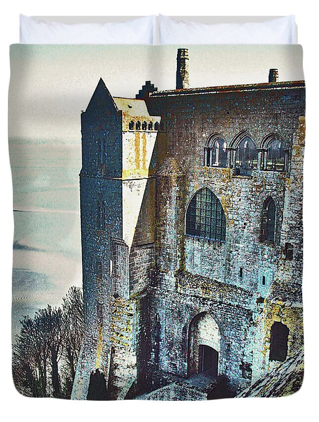 Atop Mont Saint Michel Duvet Cover featuring the photograph Atop Mont Saint Michel by Susan Maxwell Schmidt