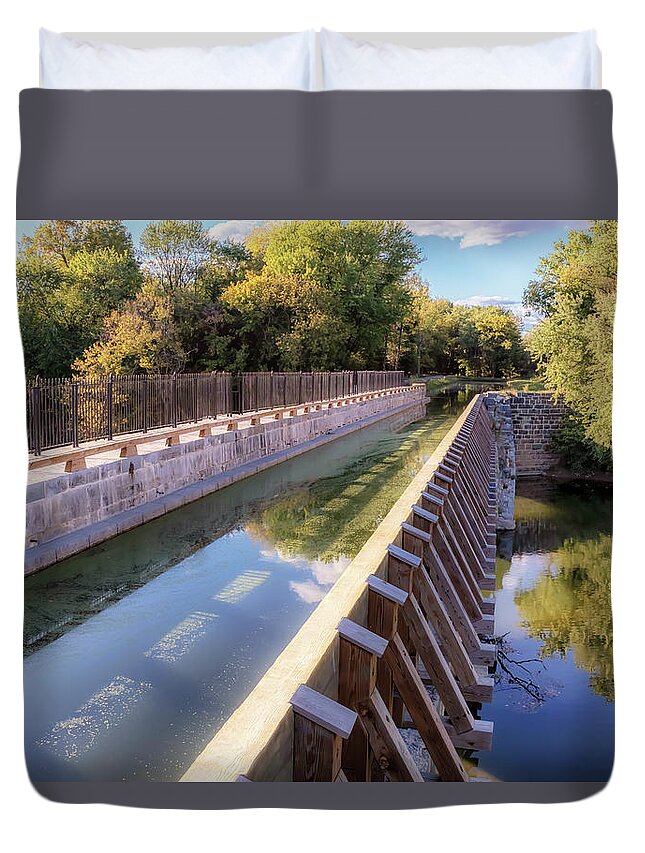 Aqueduct Duvet Cover featuring the photograph Atop the Conococheague Aqueduct by Susan Rissi Tregoning