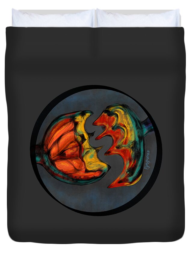 Attraction Duvet Cover featuring the digital art Attraction by Ljev Rjadcenko