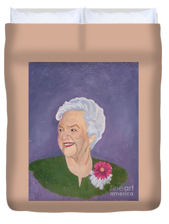 Relative Duvet Cover featuring the painting Aunt Ruth by Jerry Walker
