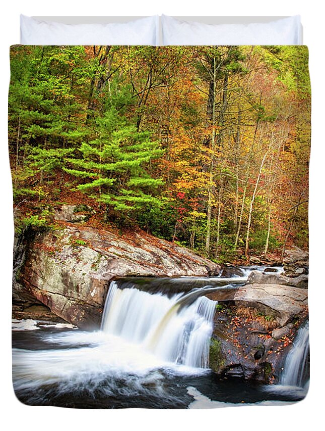 Tennessee Duvet Cover featuring the photograph Autumn at Baby Falls by Andy Crawford