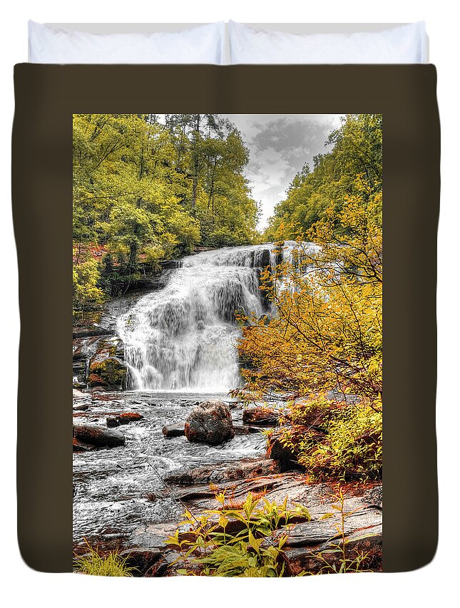 Waterfalls Duvet Cover featuring the photograph Autumn At Bald River Falls by Randall Dill