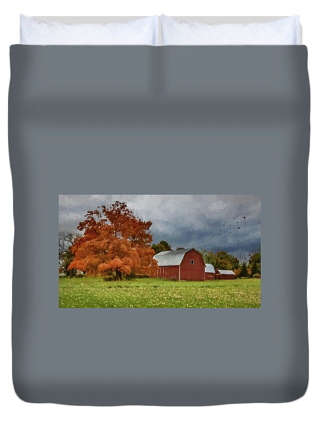 Farm Duvet Cover featuring the photograph Autumn At The Farm by Cathy Kovarik