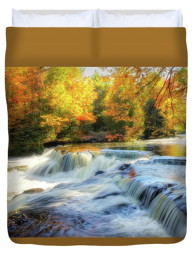 Rapids Duvet Cover featuring the photograph Autumn at the Rapids by Robert Carter