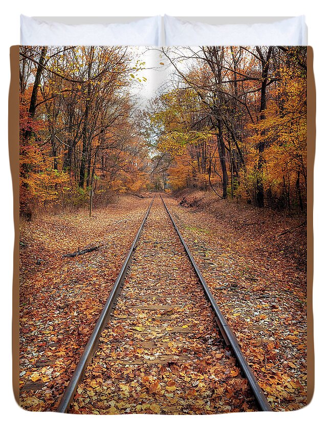 Railway Duvet Cover featuring the photograph Autumn by Rail by Susan Rissi Tregoning