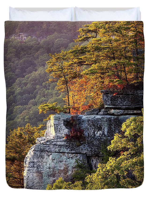 Autumn Duvet Cover featuring the photograph Autumn Cliff by SC Shank