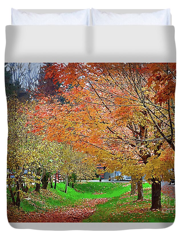 Autumn-foliage Duvet Cover featuring the digital art Autumn Colors by Kirt Tisdale