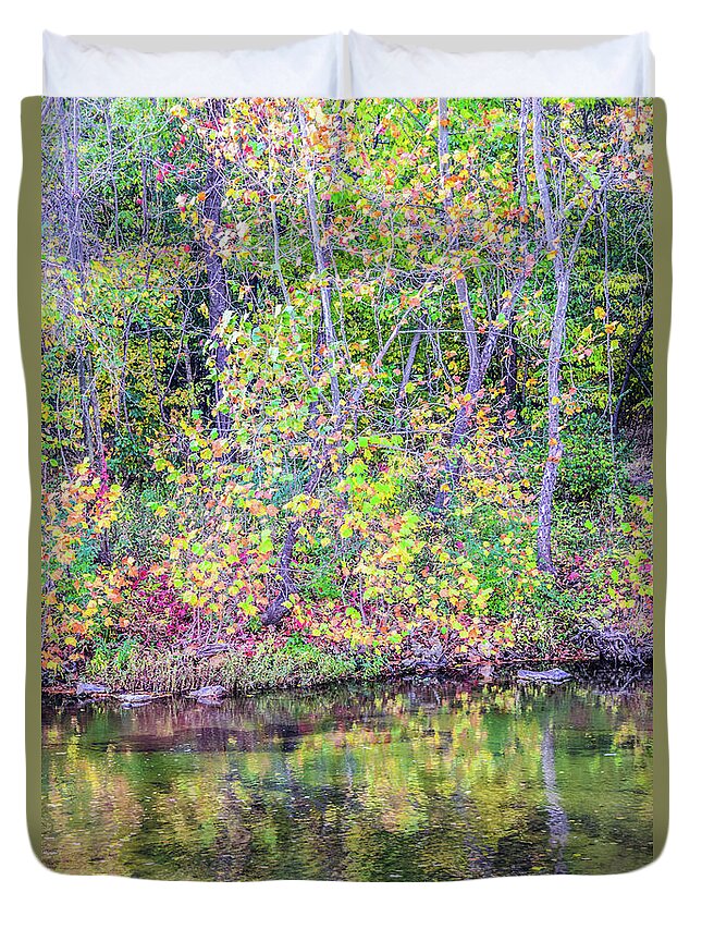 Autumn Duvet Cover featuring the photograph Autumn Colors Looks Like a Monet by Peggy Franz