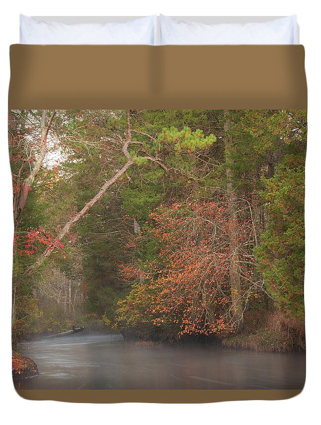Nature Duvet Cover featuring the photograph Autumn Colors on the Wading River by Kristia Adams