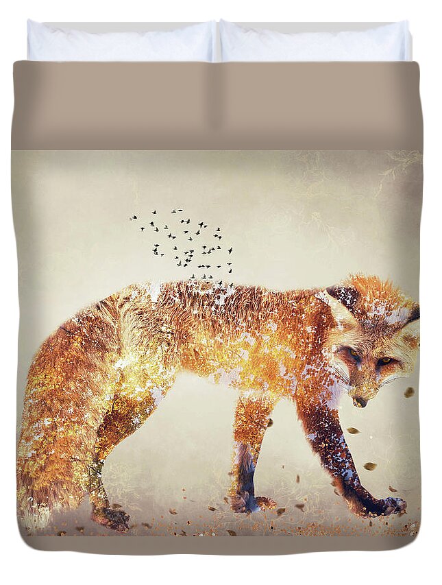 Fox Duvet Cover featuring the digital art Autumn Fox by Claudia McKinney