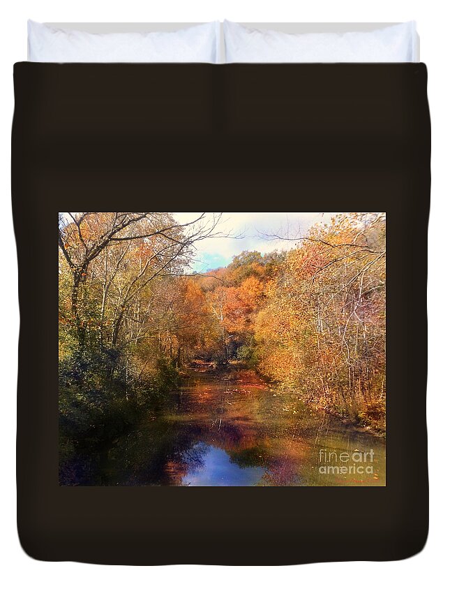 Stream Duvet Cover featuring the photograph Autumn Glory by David Neace