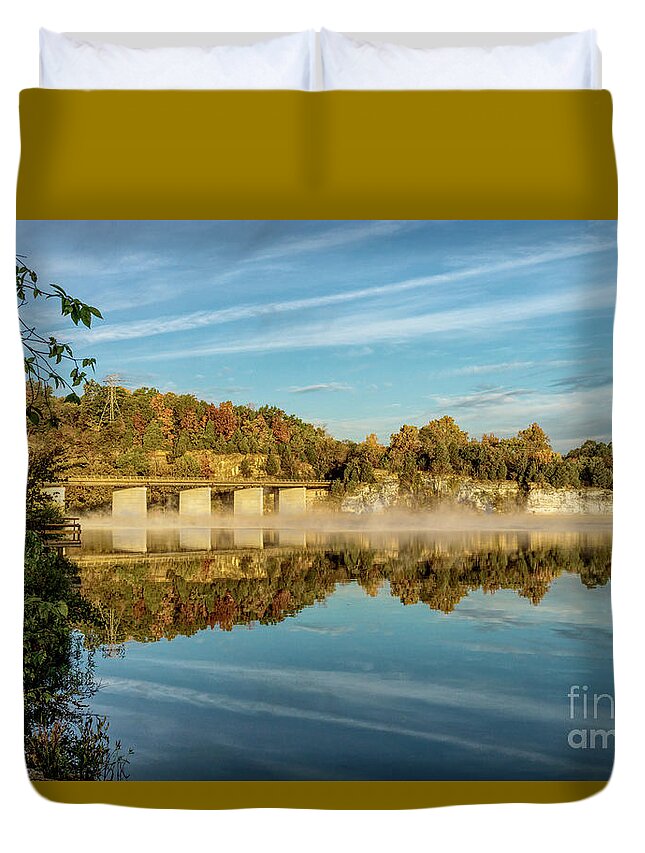 Autumn Duvet Cover featuring the photograph Autumn Glow Lake Springfield by Jennifer White