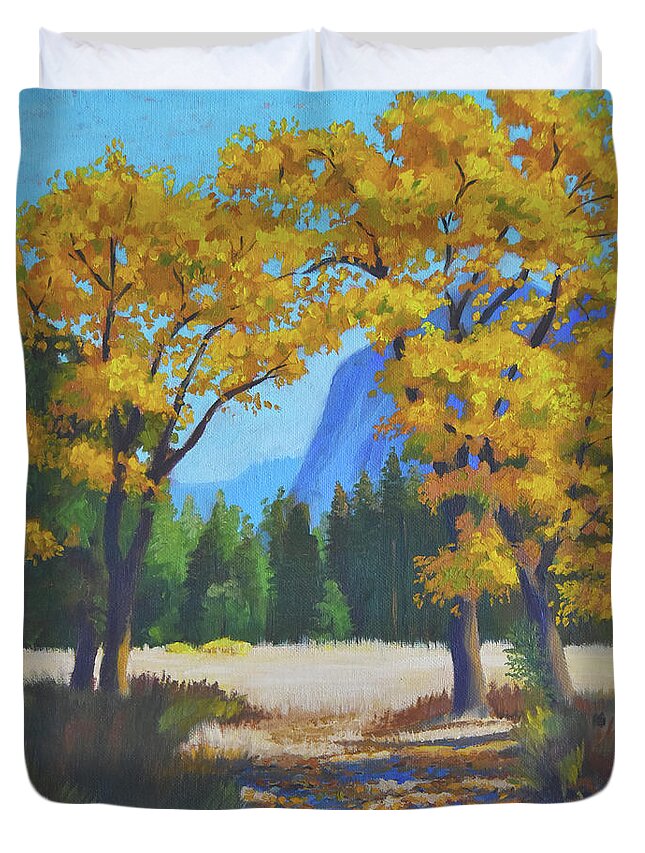 Autumn Duvet Cover featuring the painting Autumn Gold by Alice Leggett