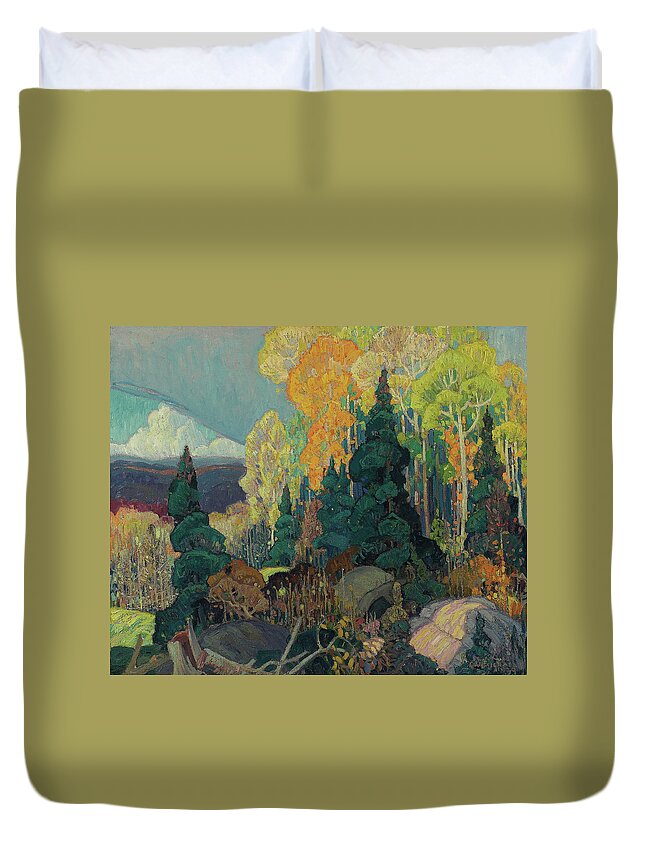Canadian Painters Duvet Cover featuring the painting Autumn Hillside, 1920 by Franklin Carmichael