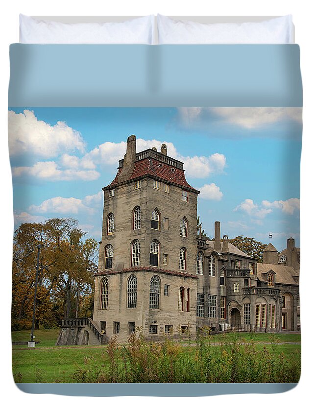 Autumn Duvet Cover featuring the photograph Autumn in Doylestown - Fonthill Castle by Bill Cannon