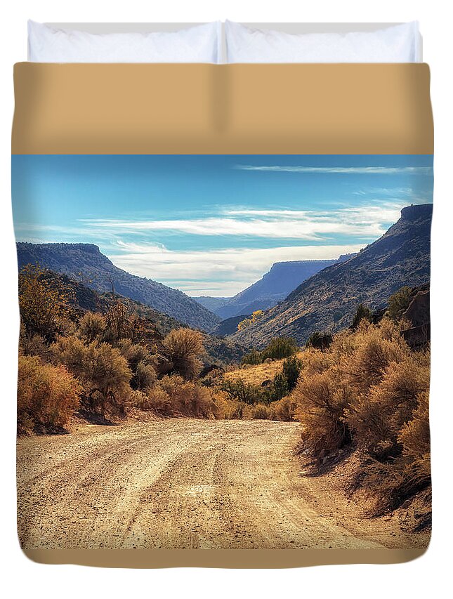 Rio Grande Gorge Duvet Cover featuring the photograph Autumn in the Rio Grande Gorge by Susan Rissi Tregoning