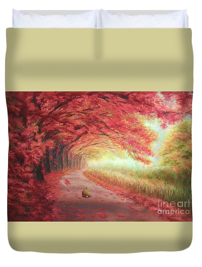 Autumn Duvet Cover featuring the painting Autumn Journey by Yoonhee Ko