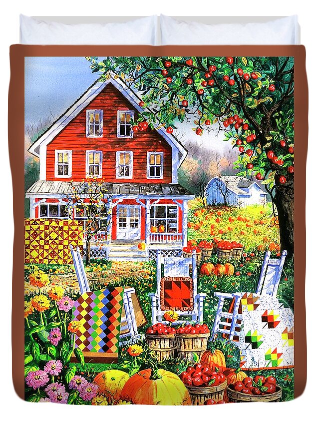 Autumn Duvet Cover featuring the painting Autumn Joy by Diane Phalen