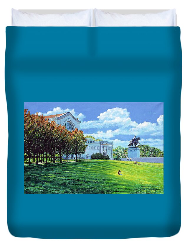 St. Louis Art Museum Duvet Cover featuring the painting Autumn On Art Hill by John Lautermilch