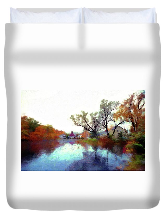 Two Duvet Cover featuring the photograph Autumn on the Squam River by Wayne King
