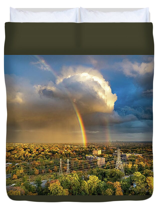 Bronxville Duvet Cover featuring the photograph Autumn Rainbow by Kevin Suttlehan