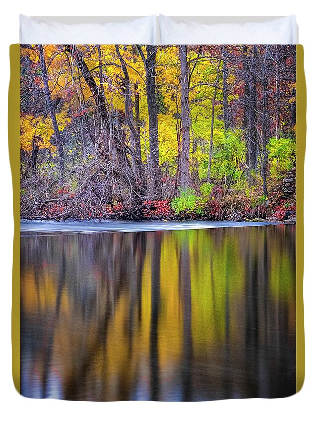 Lake Reflection Duvet Cover featuring the photograph Autumn Reflection III by Tom Singleton
