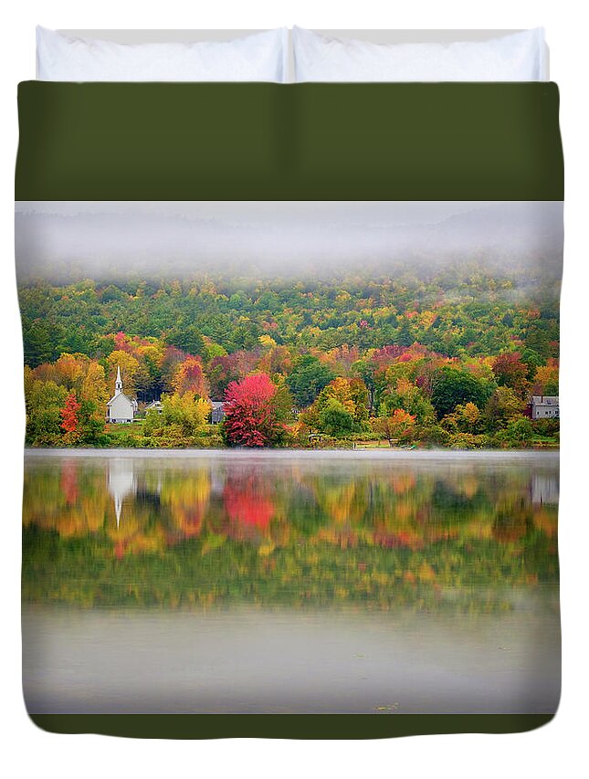 New Hampshire Duvet Cover featuring the photograph Autumn Reflections, Eaton, NH. by Jeff Sinon