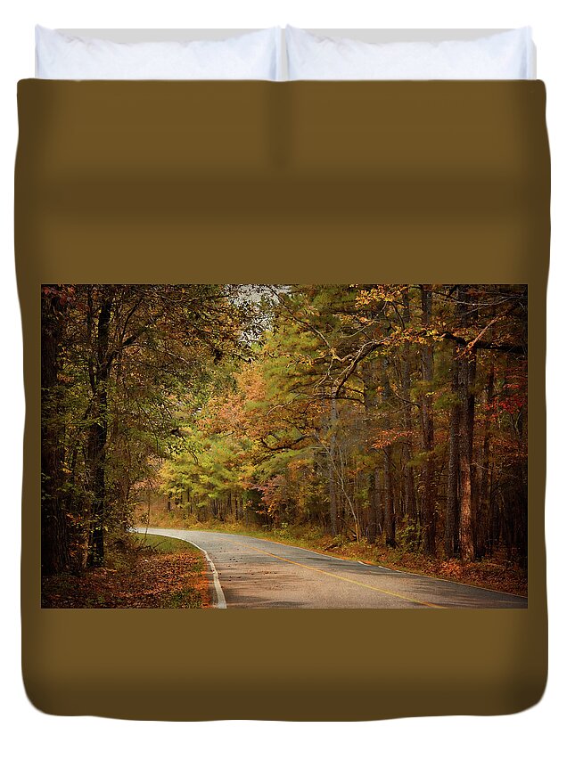 Arkansas Duvet Cover featuring the photograph Autumn Road by Lana Trussell