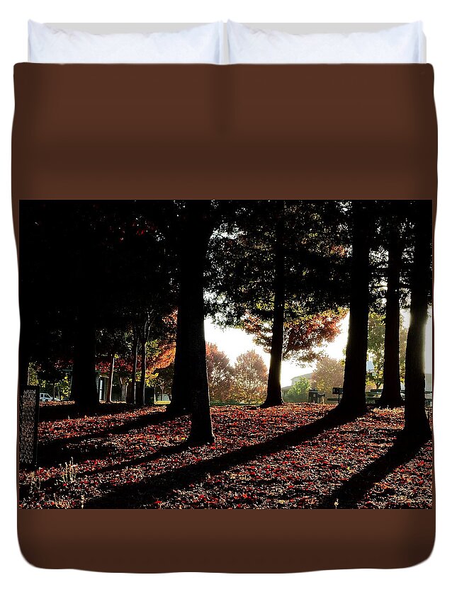 City Park Duvet Cover featuring the photograph Autumn Silent Beauty by Richard Thomas
