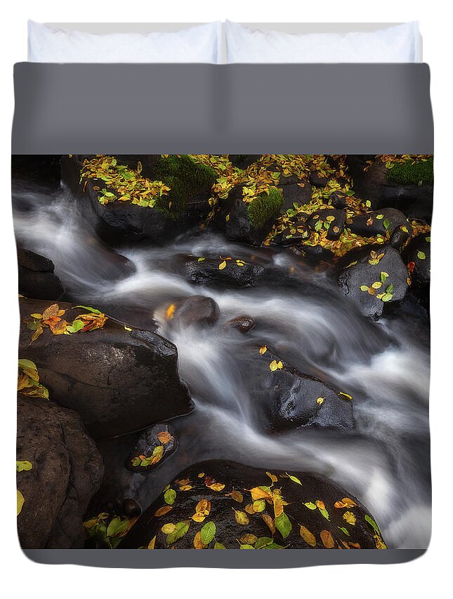 Fall Duvet Cover featuring the photograph Autumn Stream by Darren White