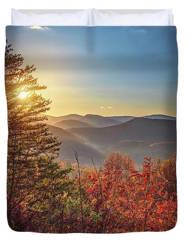 Autumn Duvet Cover featuring the photograph Autumn Sunrise by Tricia Louque