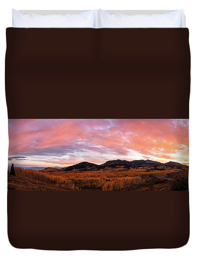 Autumn Duvet Cover featuring the photograph Autumn Sunset by Wesley Aston