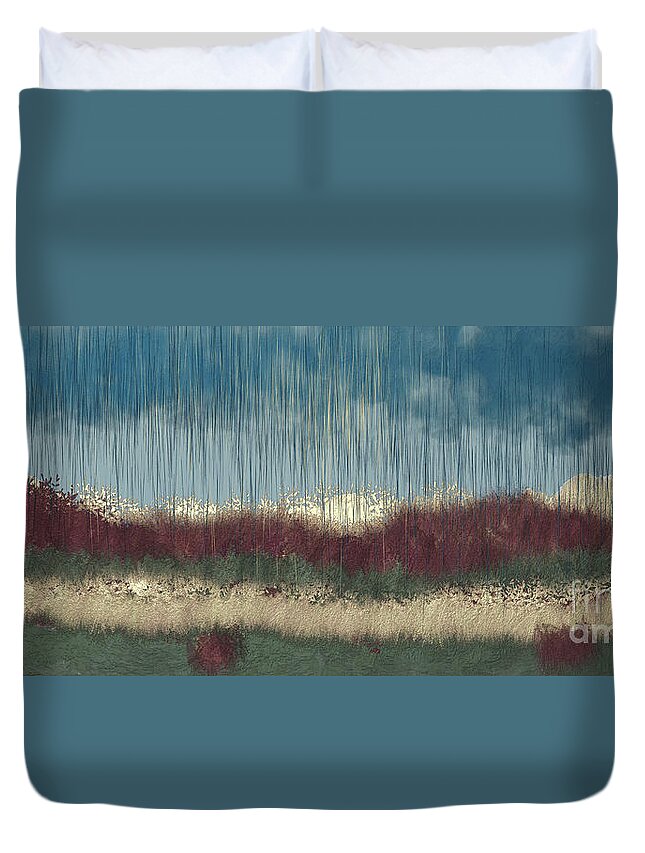 Abstract Duvet Cover featuring the digital art Autumnal rain by Bentley Davis