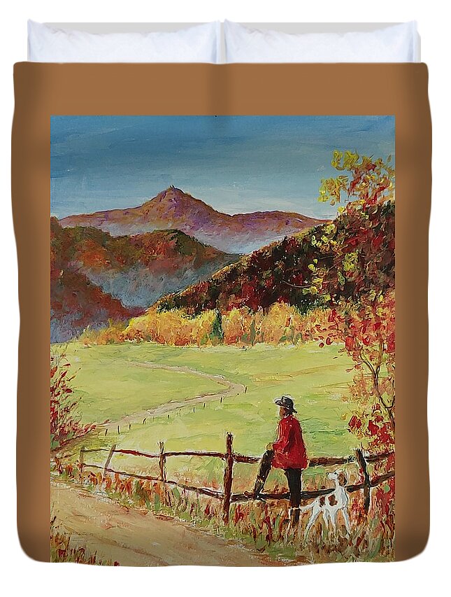 Autumn Duvet Cover featuring the painting Autumn's Best Friend by ML McCormick