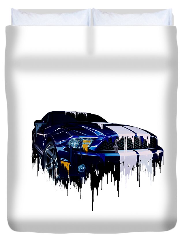 Awesome Ford Mustang GT500 Liquid Metal Art Duvet Cover by Forty and Deuce  - Pixels