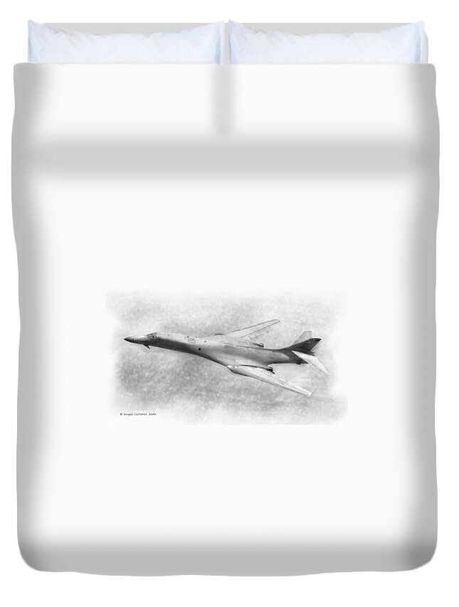 Air Force Duvet Cover featuring the drawing B-1B Lancer by Douglas Castleman