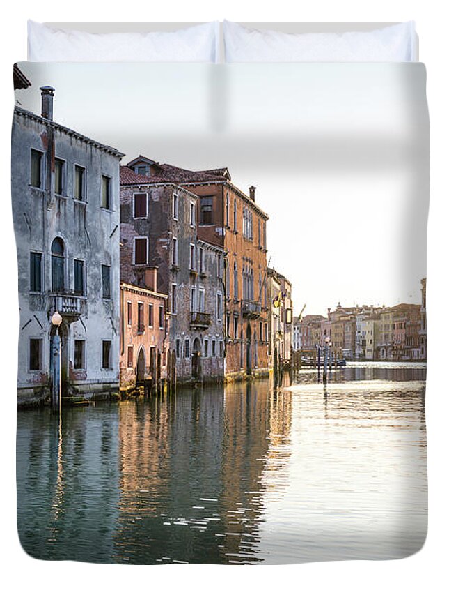 Sunset Duvet Cover featuring the photograph B0008101 - Sunset on Grand Canal by Marco Missiaja
