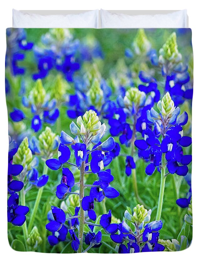 Texas Bluebonnets Duvet Cover featuring the photograph Baby Bluebonnets by Lynn Bauer